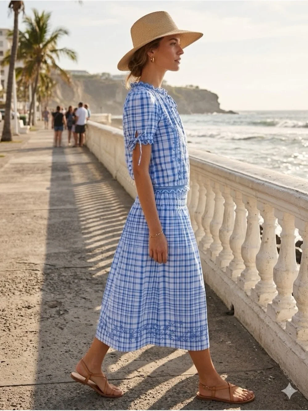 Free Assembly gingham embroidered